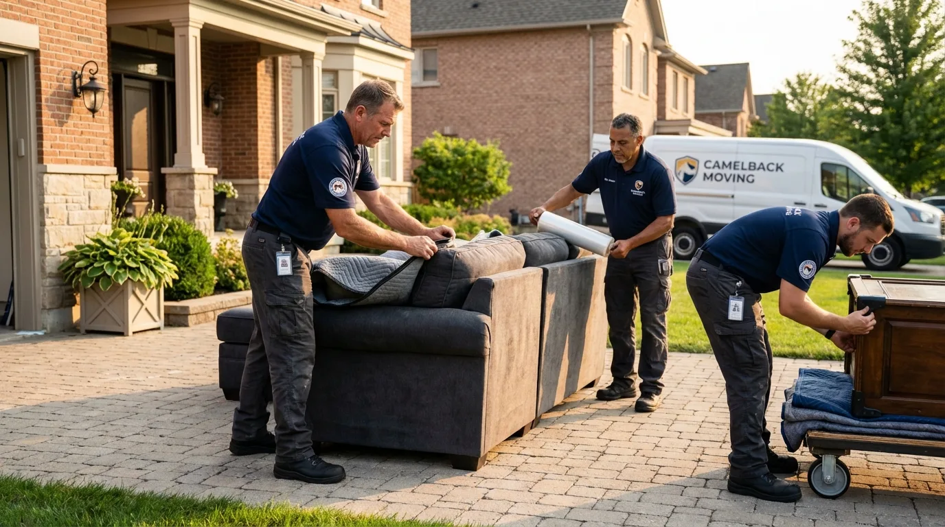 Large estate moving crew wrapping furniture in Antioch, IL